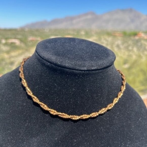 Diane Von Furstenberg DVF 2-Strand Copper Metallic Beaded NECKLACE/CHOKER